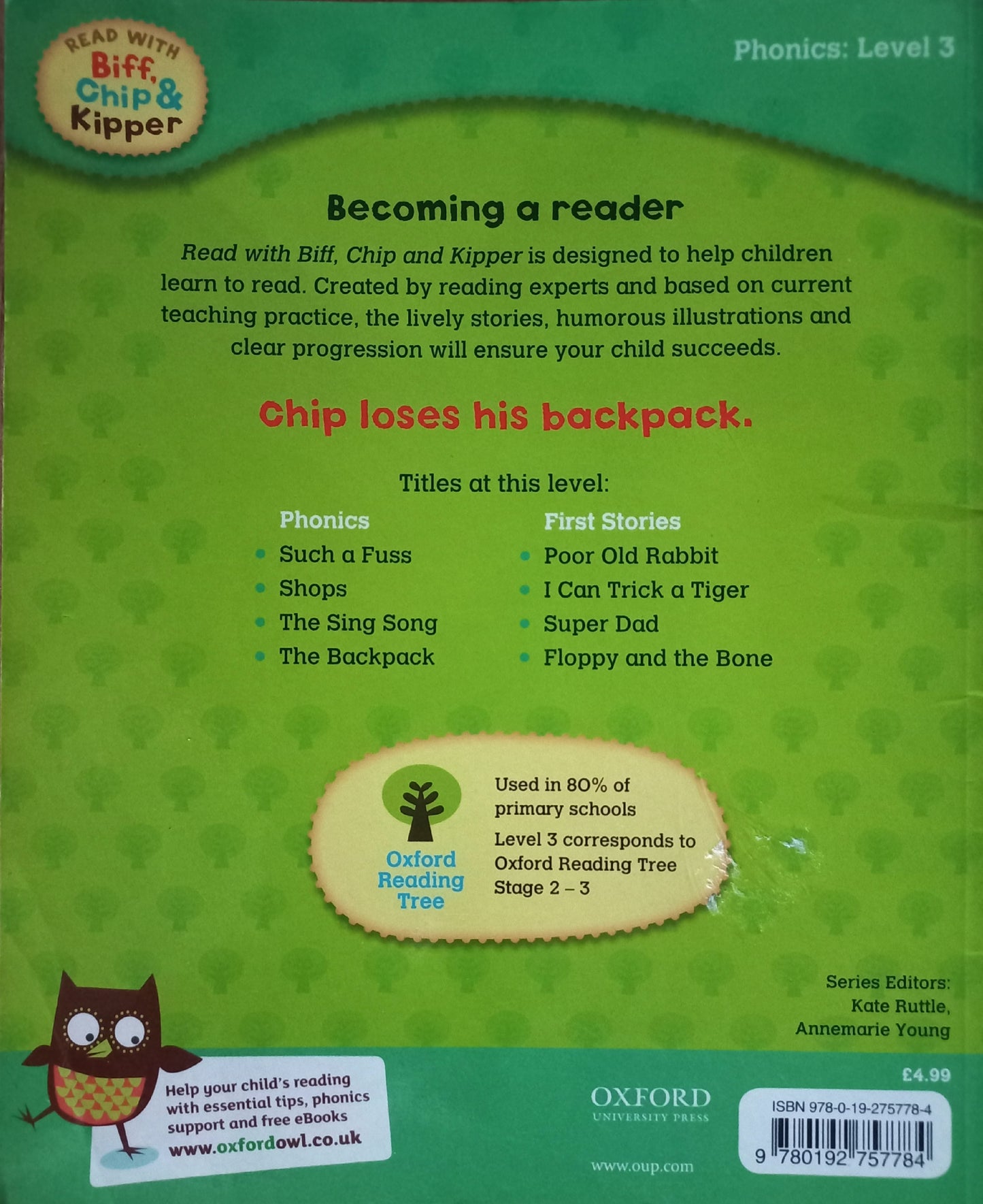 Biff, Chip & Kipper: The backpack - Roderick Hunt (Phonics, level 3)