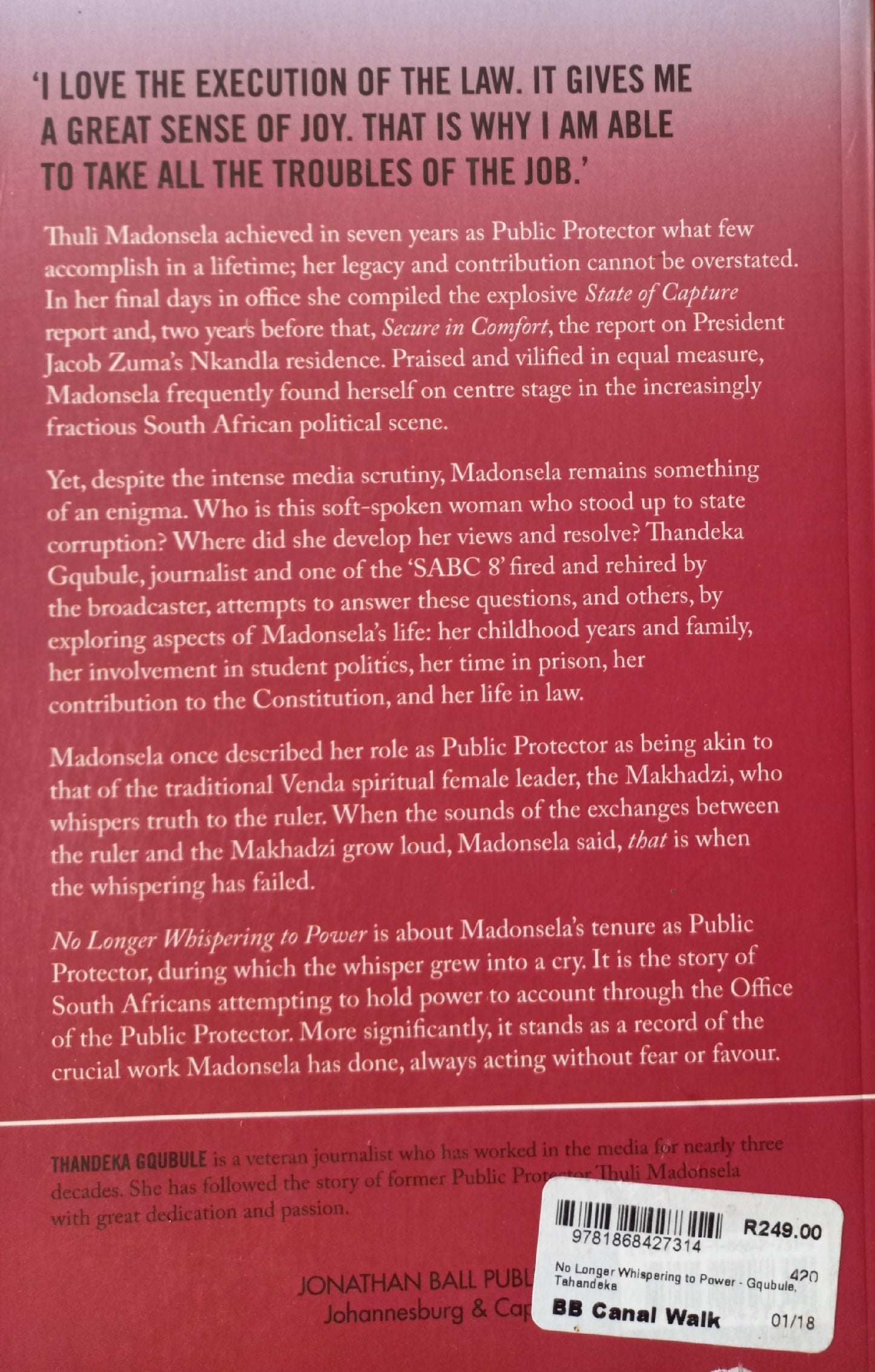 No longer whispering to Power: The story of Thuli Madonsela - Thandeka Gqubule