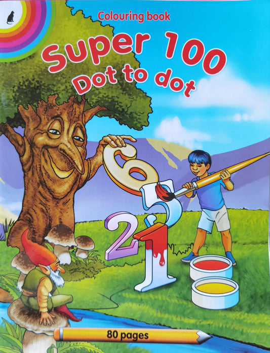 Super 100 Dot to dot colouring book - 80 pages